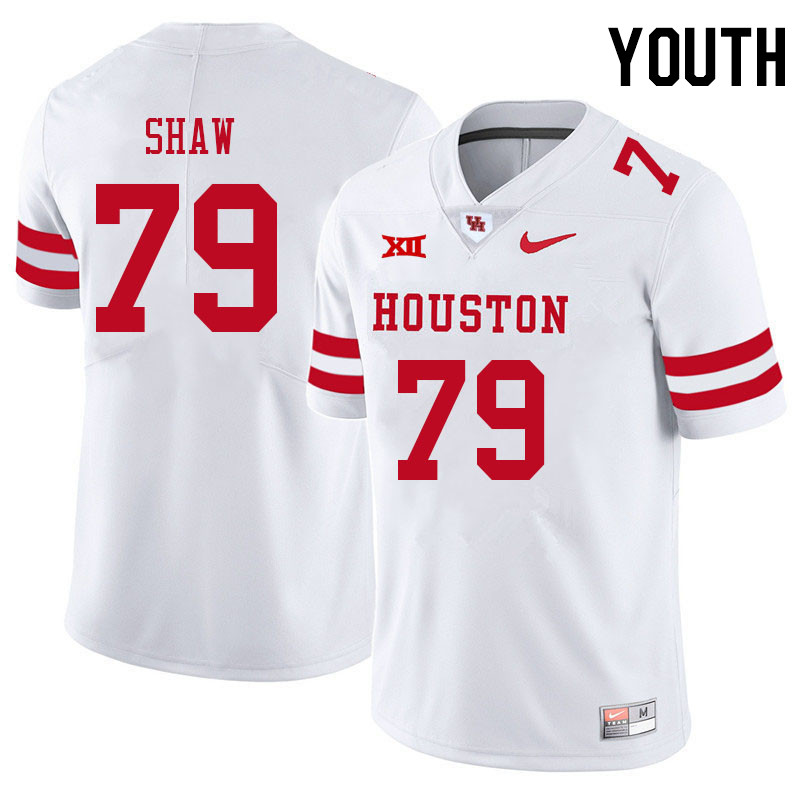 Youth #79 Tevin Shaw Houston Cougars College Big 12 Conference Football Jerseys Sale-White - Click Image to Close